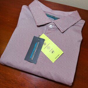 Roundtree & Yorke Performance Polo XXL Red Micro Check Stretch Golf Shirt NWT